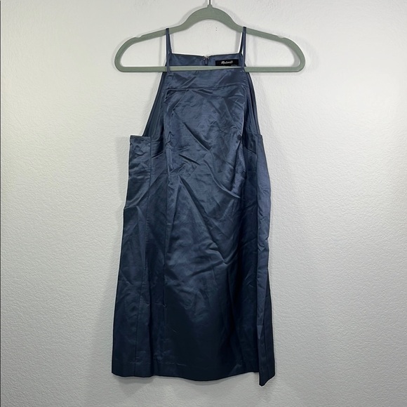 Madewell NWT High-Neck Mini Dress Sunfaded‎ Indigo size 0 - Picture 2 of 7